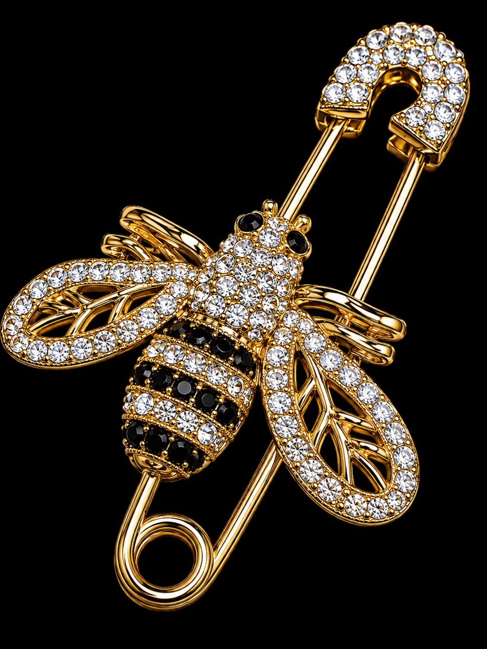 Gold Crystal Bee Brooch Pin - Women Jewelry Brooches